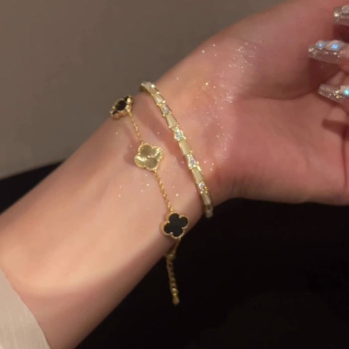 Wholesale Black gold clover bracelet flash diamond bracelet
