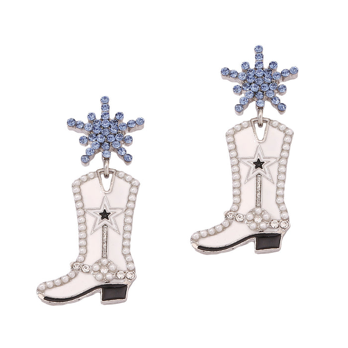 Wholesale Long Boots Zinc Alloy Oil Drop Inlaid Pearl Earrings JDC-ES-YueLi023