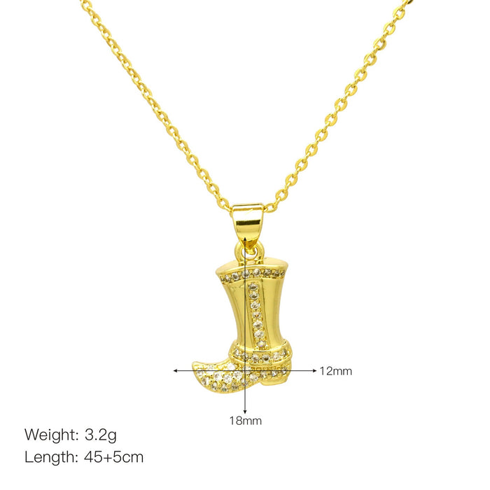 Wholesale Simple Couple Shoe Pendant Copper Gold-Plated Sneaker Necklace