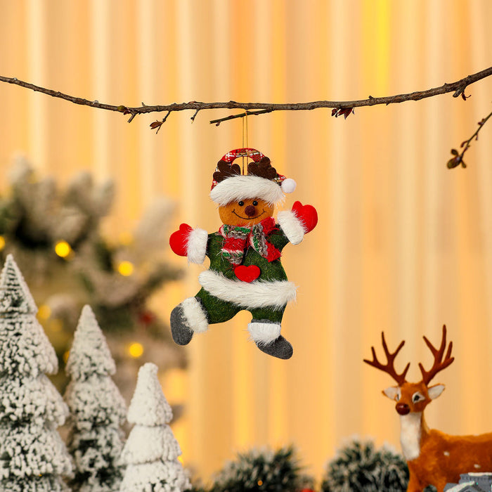 Wholesale Fabric Red and Green Dancing Pendant Hand-Raising Doll Pendant Christmas Tree Small Pendant Decoration