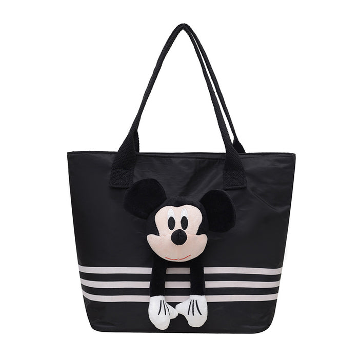 Wholesale Cute cartoon large capacity shoulder bag nylon striped doll tote bag for work, commuting, and leisure
