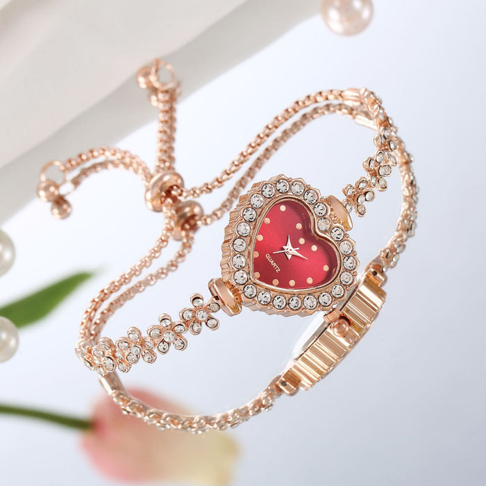 Wholesale Women's Fine Strap Diamond Inlaid Heart-shaped Adjustable Watch JDC-WH-Tair005