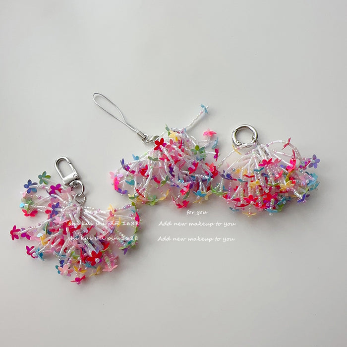 Wholesale Heart Colorful Flower Phone Chain Keychain Bag Hanging Chain Pendant Accessory