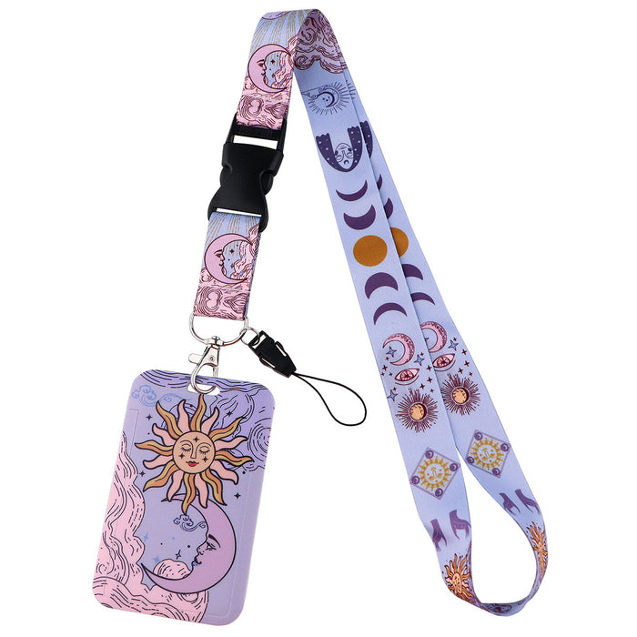 Wholesale Moon-shaped buckle phone lanyard Keychain  with cute card holder