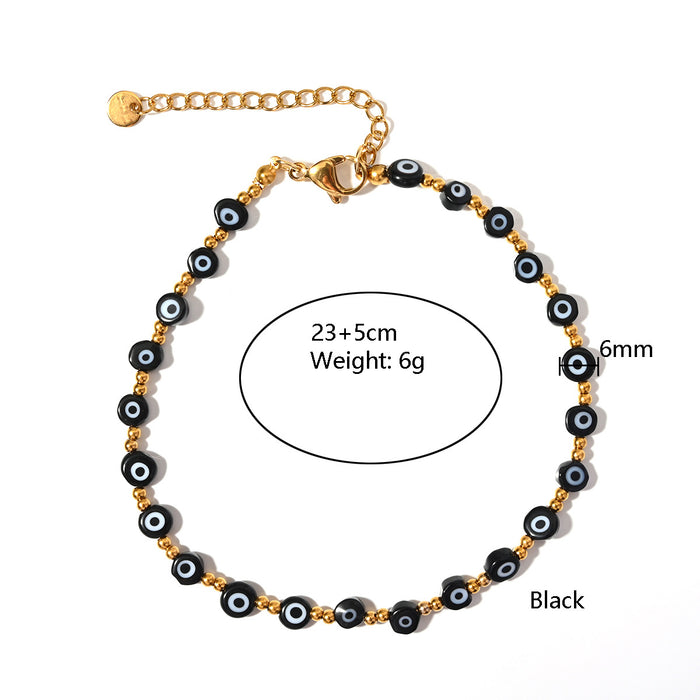 Wholesale Classic Hot Selling Devil's Eye Foot Chain Resin Flat Bead Stainless Steel Accessories Evil Eye Foot Accessories