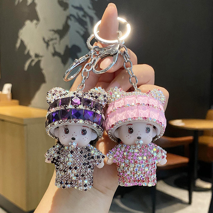 Wholesale Diamond-encrusted Cute Plush Doll Keychain JDC-KC-ManL002