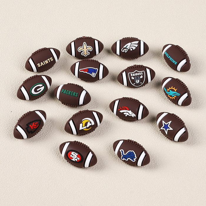 Wholesale 20pcs Rugby team silicone beads team three-dimensional loose beads sports silicone beads