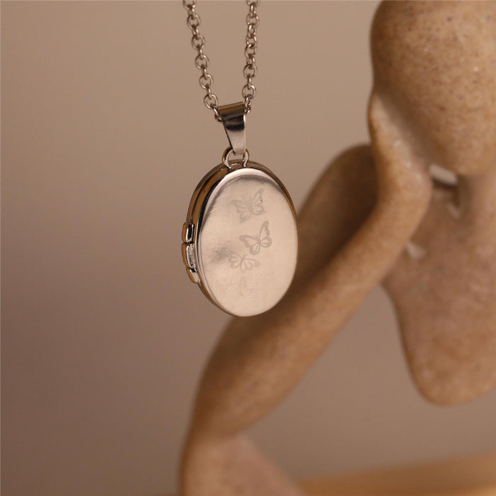 Wholesale Photo Box Pendant Necklace Opening Peach Heart Pendant Collarbone Chain Plated Gold