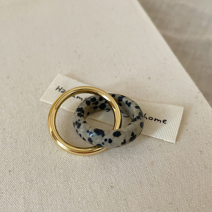 Wholesale Double layered metal ring for women, retro, light luxury, personalized, fashionable, elegant, versatile, ring and ring