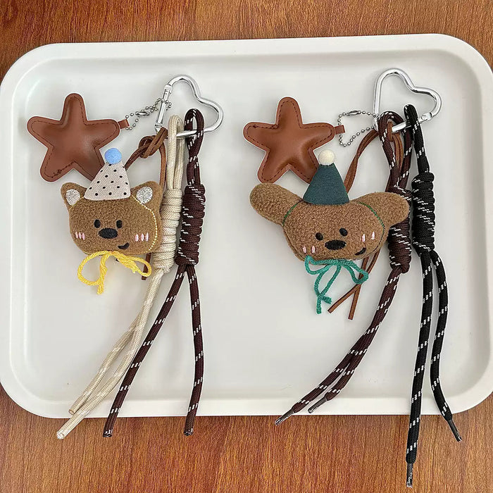 Wholesale Cute Plush Bear Bag Pendant Mountaineering Rope Hand Rope Cartoon Doll Hanging Car Keychain