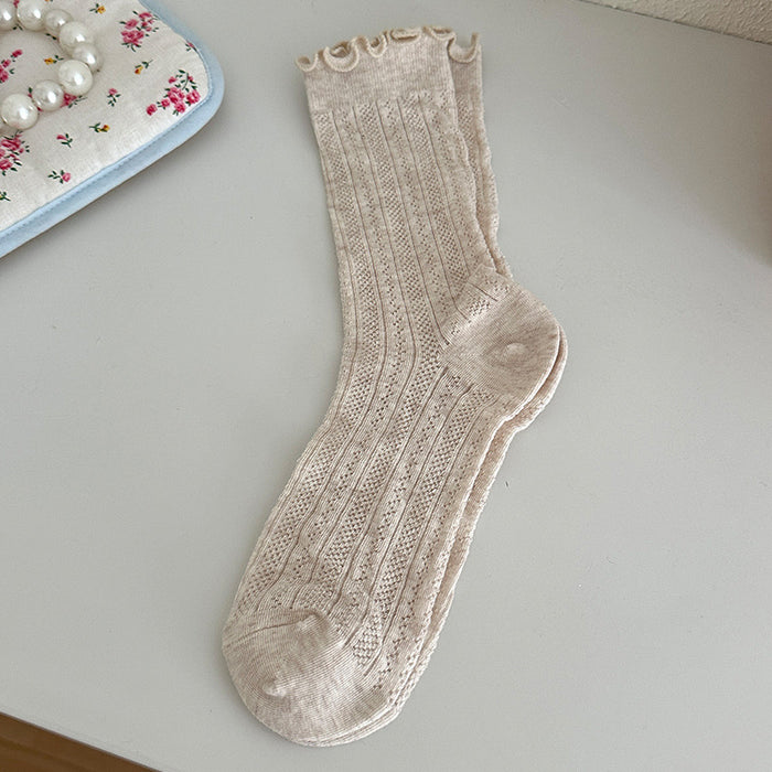 Wholesale Pile up socks, loose mouth mid tube socks, pure cotton mesh boneless socks