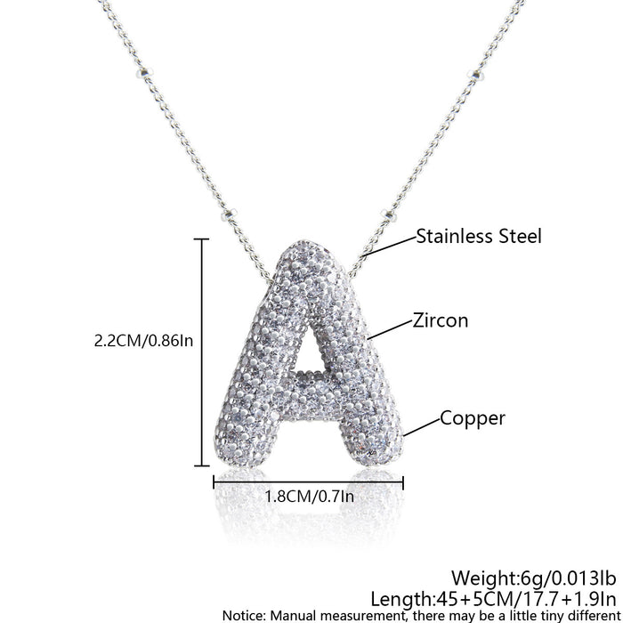 Wholesale Hollow Copper Plated Platinum Silver 26 Letter Necklace JDC-NE-BaiTian004