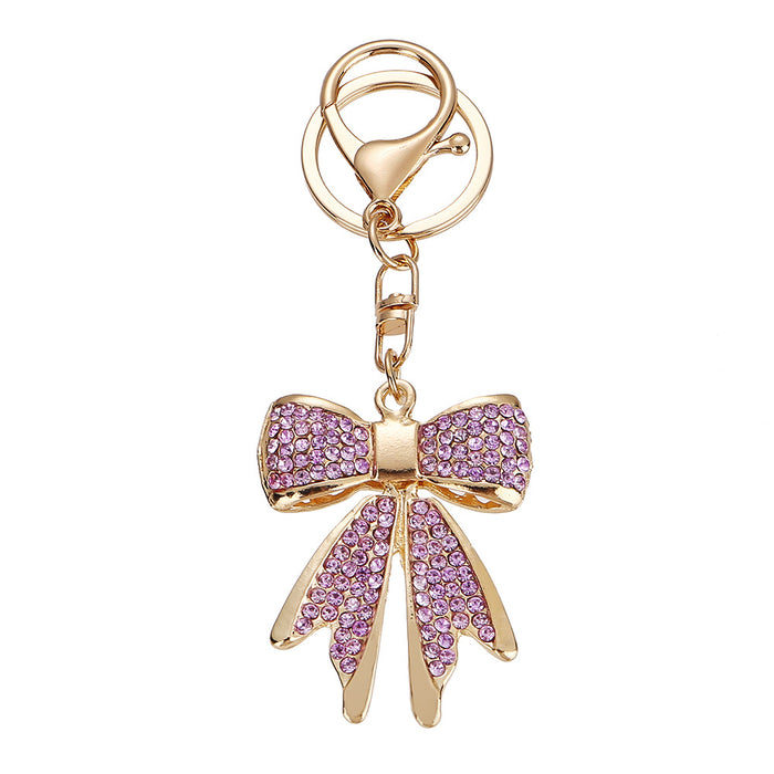 Wholesale Alloy Rhinestone Keychain Bow Women's Bag Key Chain Jewelry Accessories Pendant