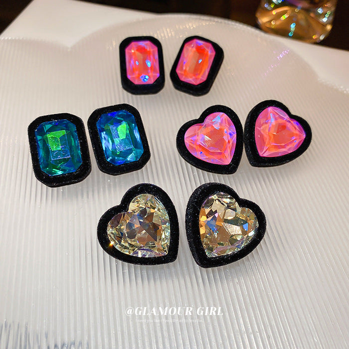Wholesale Earrings Flocked Diamond Love Square JDC-ES-BY343