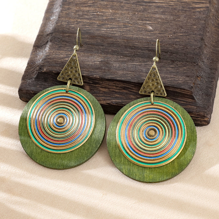 Wholesale Bohemian Colorful Spiral Round Earrings Party Wear Jewelry Accessory MOQ≥2
