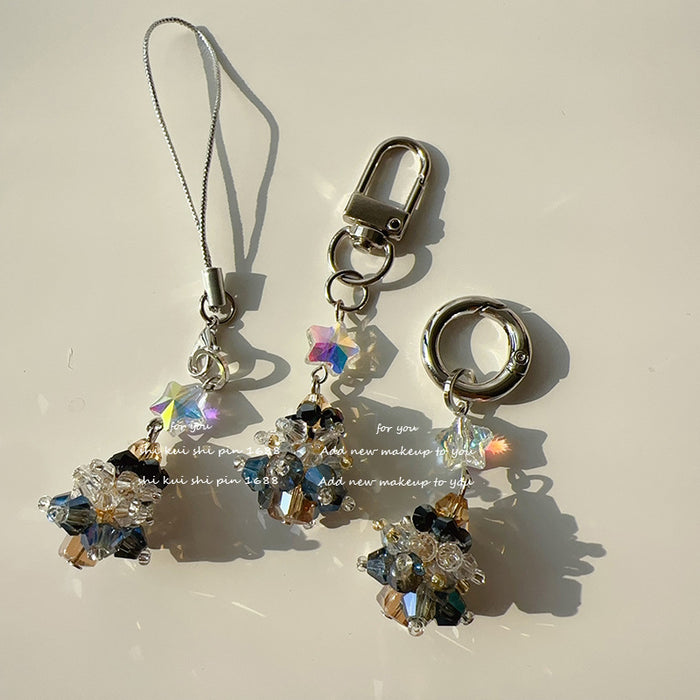 Wholesale Tree Mobile Phone Rope Pendant Crystal Beads Keychain Bag Hanging Accessories