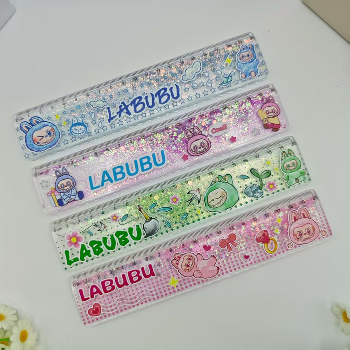 Wholesale Cartoon Quicksand Ruler Gold Powder Decompression Glitter Ruler Set