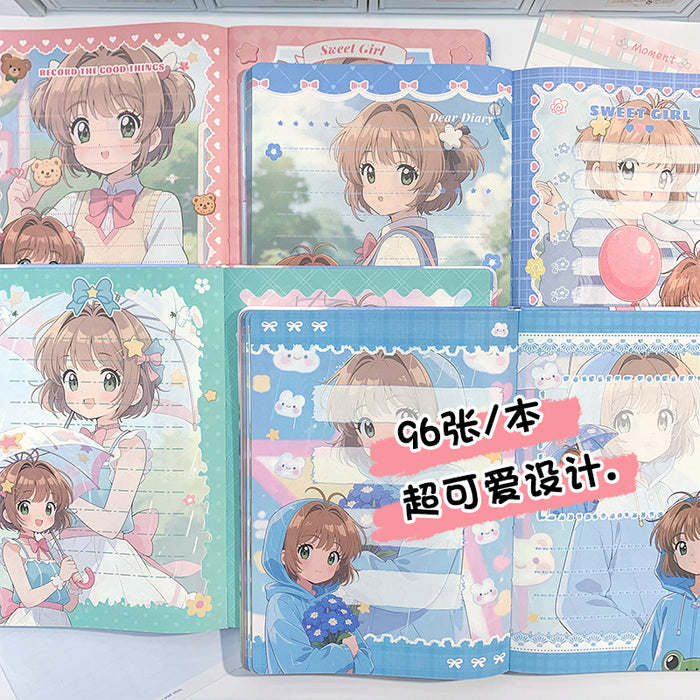 Wholesale 5pcs Campus Sakura Color Page Notebook Cartoon Leather Cover Anime Hardcover Leather Diary