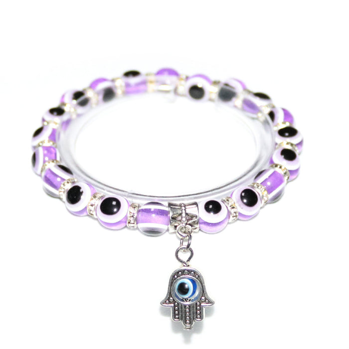 Wholesale Devil's eye Evil eye Palm Pendant Bracelet Evil eye Beaded Elastic Bracelet for Women