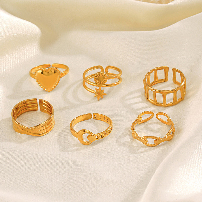Wholesale Gold Plated stainless steel star moon Rings Adjustable rings for women