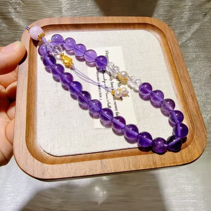 Wholesale Natural amethyst mobile phone chain pendant original decoration