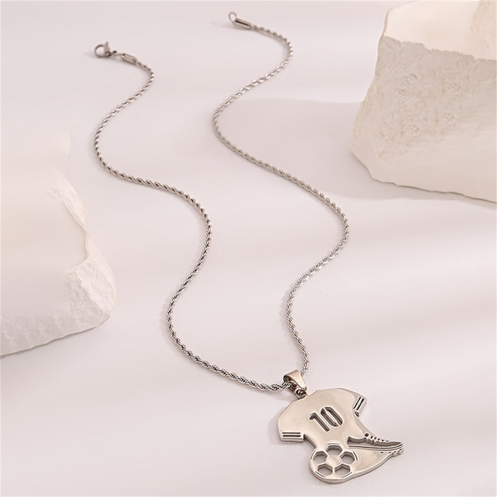 Wholesale New sports stainless steel digital hollow football shoe pendant necklace