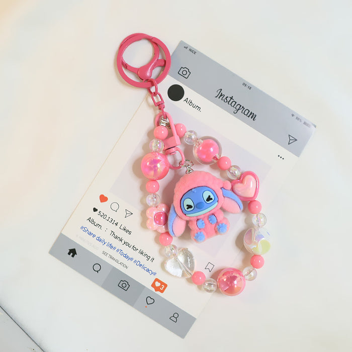 Wholesale Cartoon Plush Bag Beaded Chain Pendant Streaming Cute Doll Student Keychain Accessory