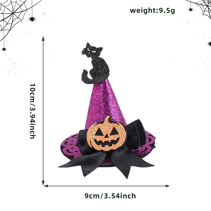 Wholesale Chic Witch Hat Hairpin Cloth Hair Clip With Skull Bat Pumpkin Design Masquerade Party Jewelry Accessory
