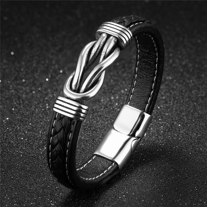 Wholesale Fashion Commuter Magnet Buckle Leather Bracelet Hot Sale Leather Rope Magnetic Twist Style Accessories Men's Bracelet JDC-BT-XH004