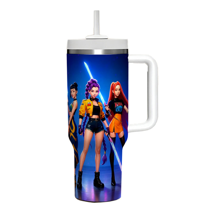 Wholesale Tumbler 40oz K-POP Printed Vacuum Stainless Steel Car Ice Bullies Cup with Handle