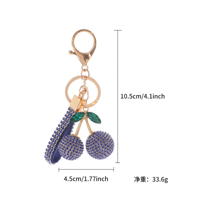Wholesale alloy cherry key chainal rhinestone fruit key chain