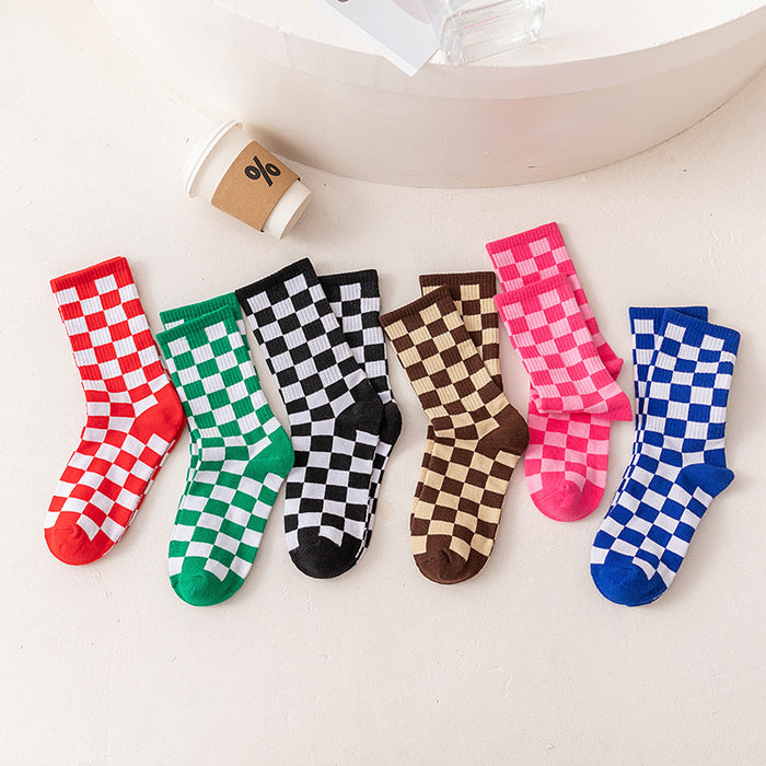 Wholesale Checkerboard Cotton Socks JDC-SK-JiaY017