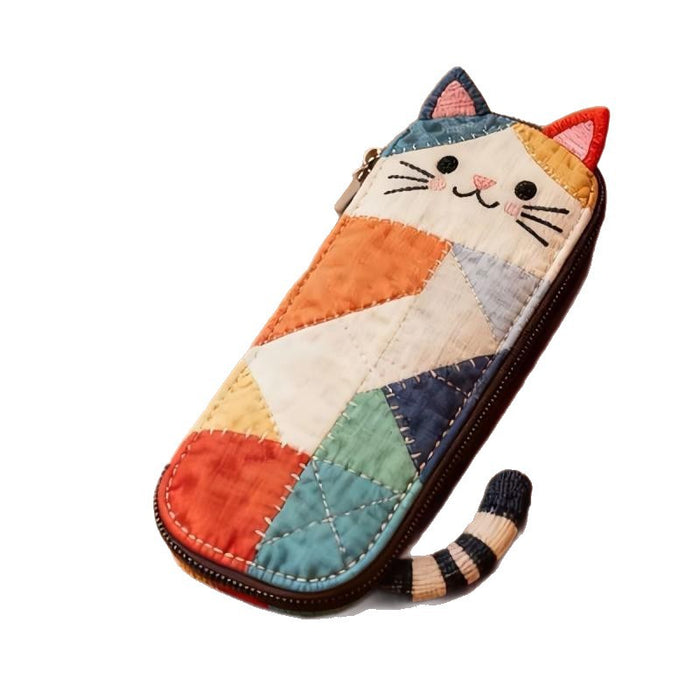 Wholesale Cotton Patchwork Kitten Pen Case - Trendy Portable Pencil Storage