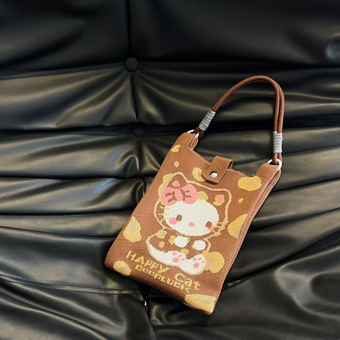 Wholesale Mobile phone bag cartoon knitted bag dopamine color matching handbag niche versatile shoulder crossbody bag