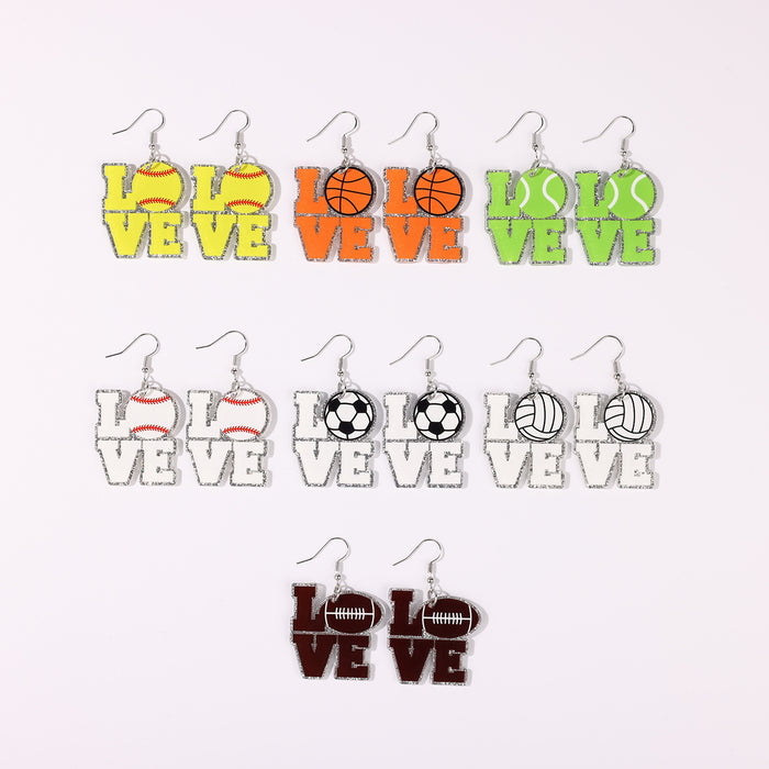 Wholesale Basketball, volleyball, creative earrings, party decorations, acrylic