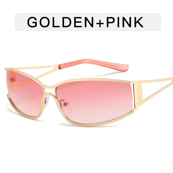 Wholesale Personalized sunglasses, hollow metal sunglasses, cycling narrow frame sunglasses