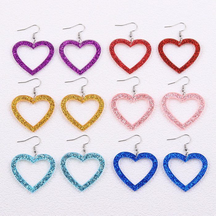 Wholesale Stylish Multi-Colored Heart Acrylic Simple Earrings