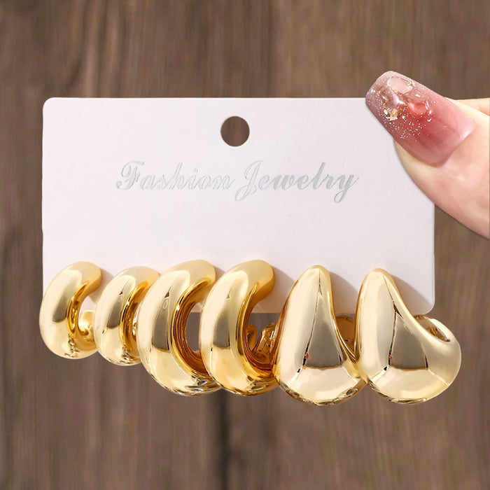 Wholesale Water droplet earring set macaron color niche high-end temperament ear accessory