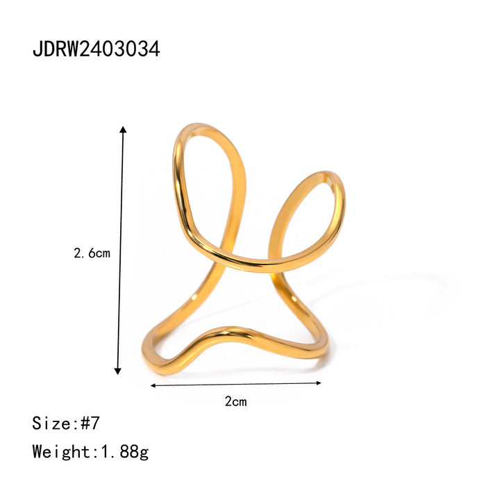 Wholesale Irregular line geometric ring adjustable open ring