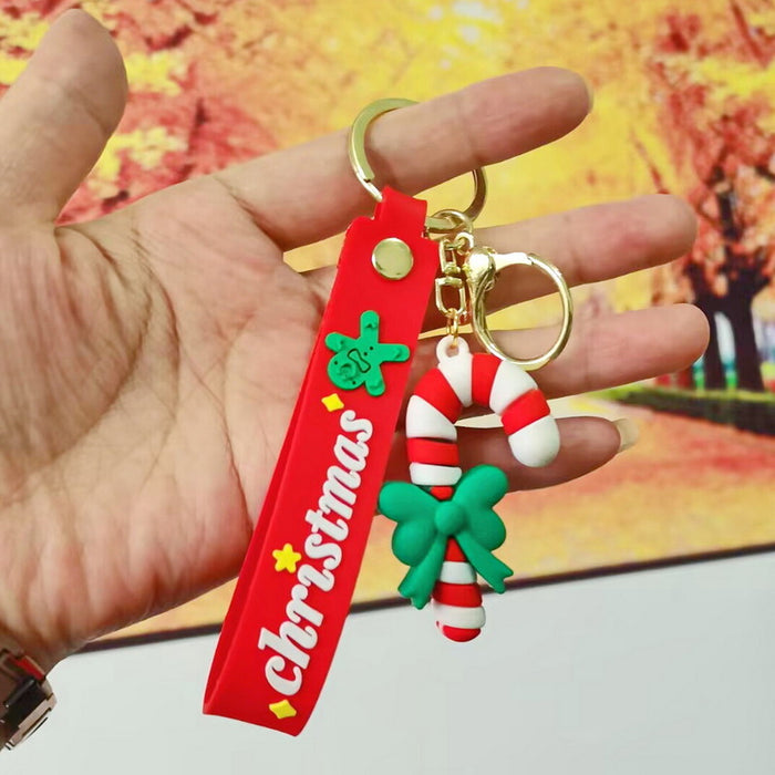 Wholesale Silicone Christmas Keychain Cute Cartoon Pendant