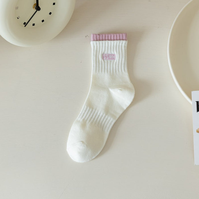 Wholesale New socks, mid length socks, cotton socks, breathable letter long socks, sports women's socks