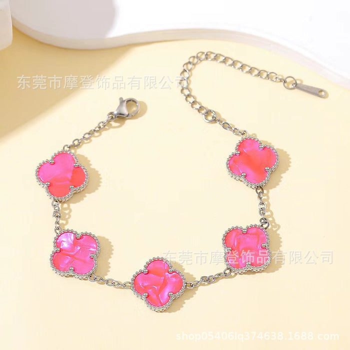 Wholesale titanium steel four-leaf clover bracelet JDC-BT-Modeng002