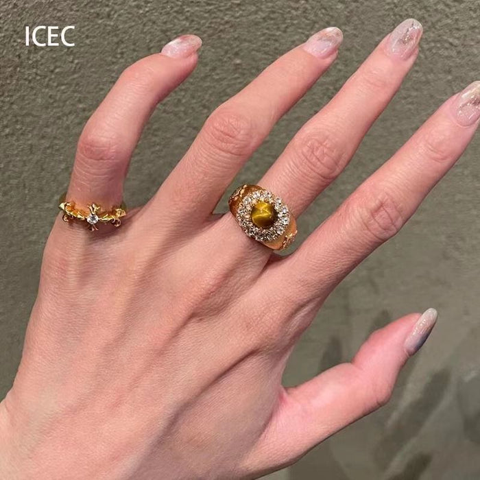 Wholesale Ring for women with niche design, light luxury full diamond zircon open index finger ring