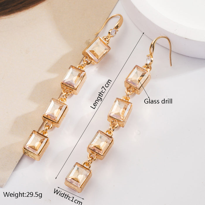 Wholesale Turquoise milk-textured leather earrings with diamonds and openwork design