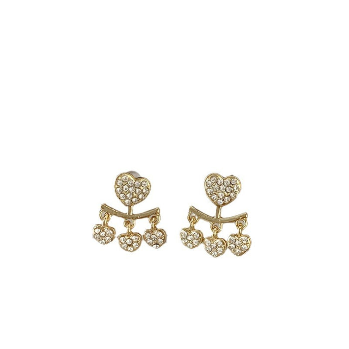 Wholesale Fashion Luxury Popular Rhinestone Heart Earrings JDC-ES-DX006