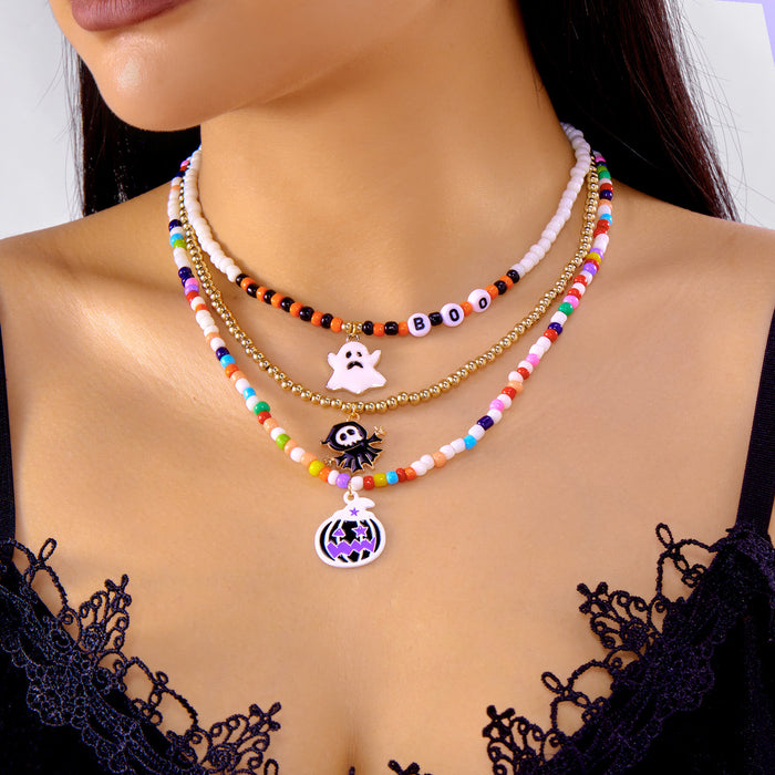 Wholesale Popular Halloween Jewelry Pumpkin Ghost Pendant Necklace