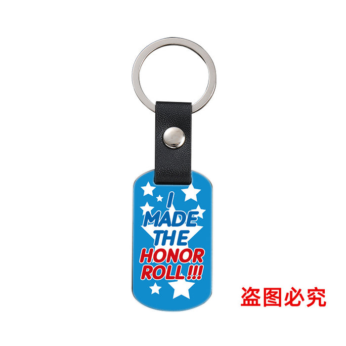 Wholesale Inspirational Positive Color Printing Leather Buckle Metal Keychains JDC-KC-GangGu052