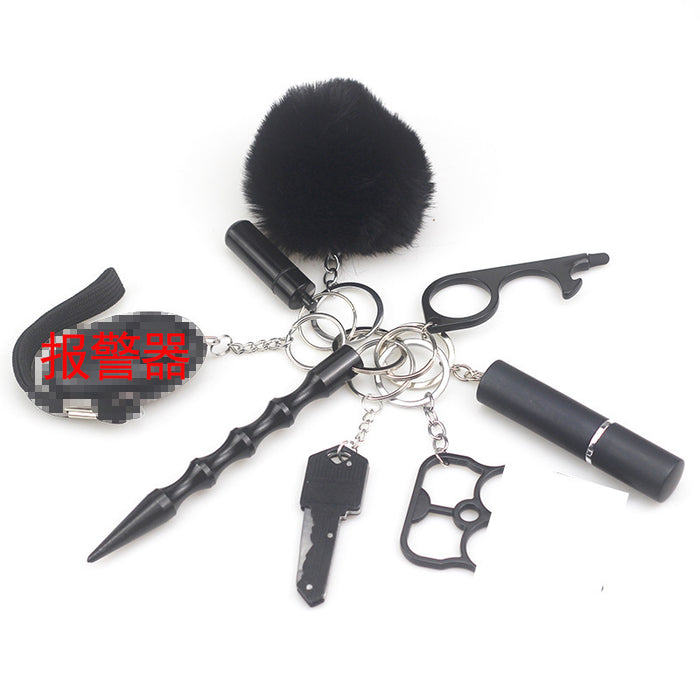 Wholesale Hair Ball Multifunctional Metal DIY 8-piece Keychain JDC-KC-TouMS081