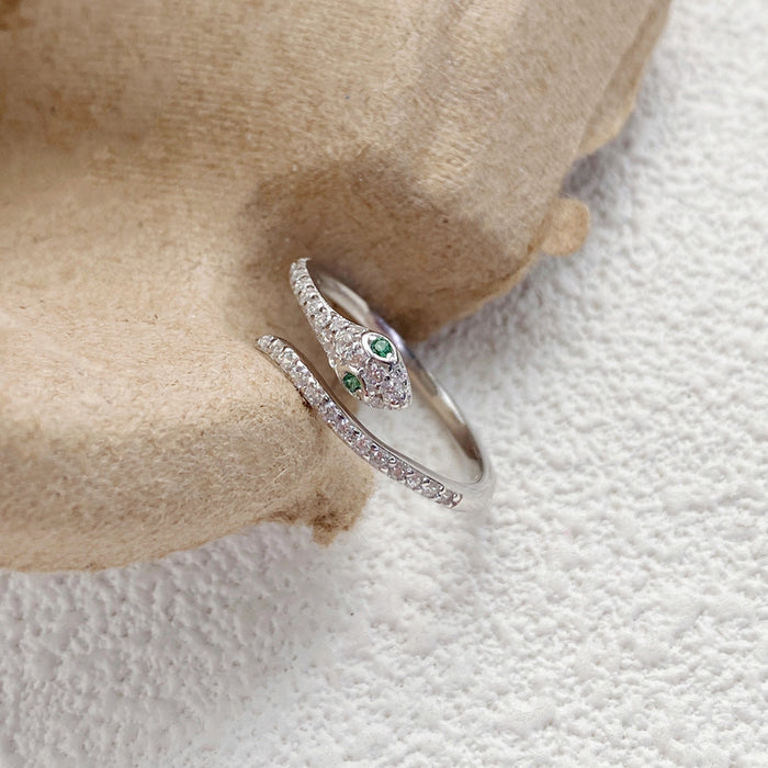 Wholesale Pure silver ring, niche personality, diamond inlaid open ring, high-end feel, index finger ring