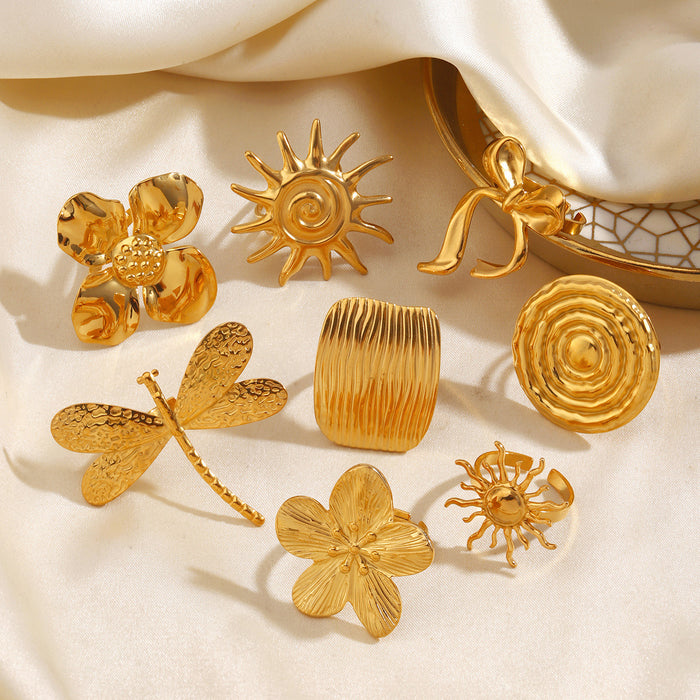 Wholesale Women' s Flower Sun Stainless steel Rings Adjustable rings